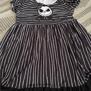 Striped Black and White Dress with Skull Design